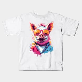 Cool Pig in Sunglasses Kids T-Shirt